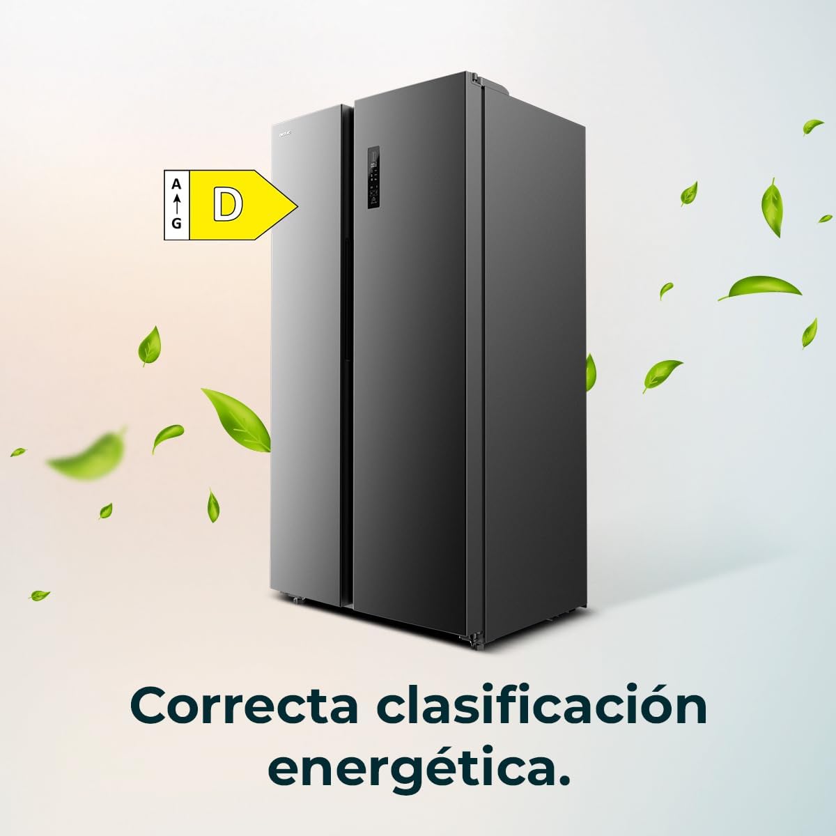 Cecotec Réfrigérateur Américain Bolero CoolMarket SBS 562 Dark D. 562 L, Classe D, Total No Frost, mode vacances, compresseur inverter, LED intérieure y porte réversible.