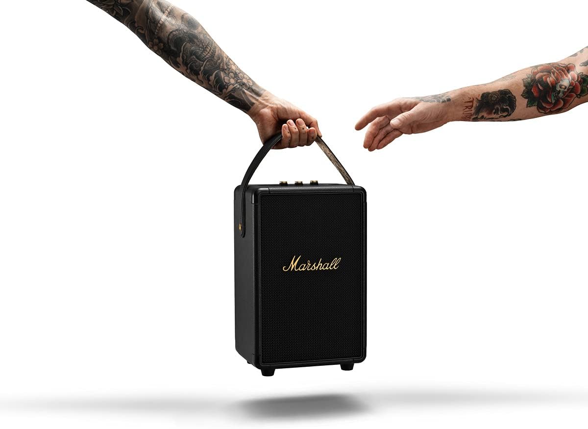 Marshall Tufton Haut-parleur de fête Bluetooth portable d'extérieur, résistant à l'eau IPX2 - Noir et laiton