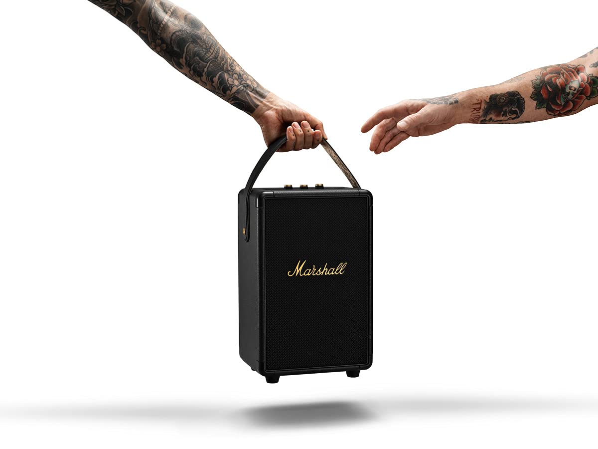 Marshall Tufton Haut-parleur de fête Bluetooth portable d'extérieur, résistant à l'eau IPX2 - Noir et laiton