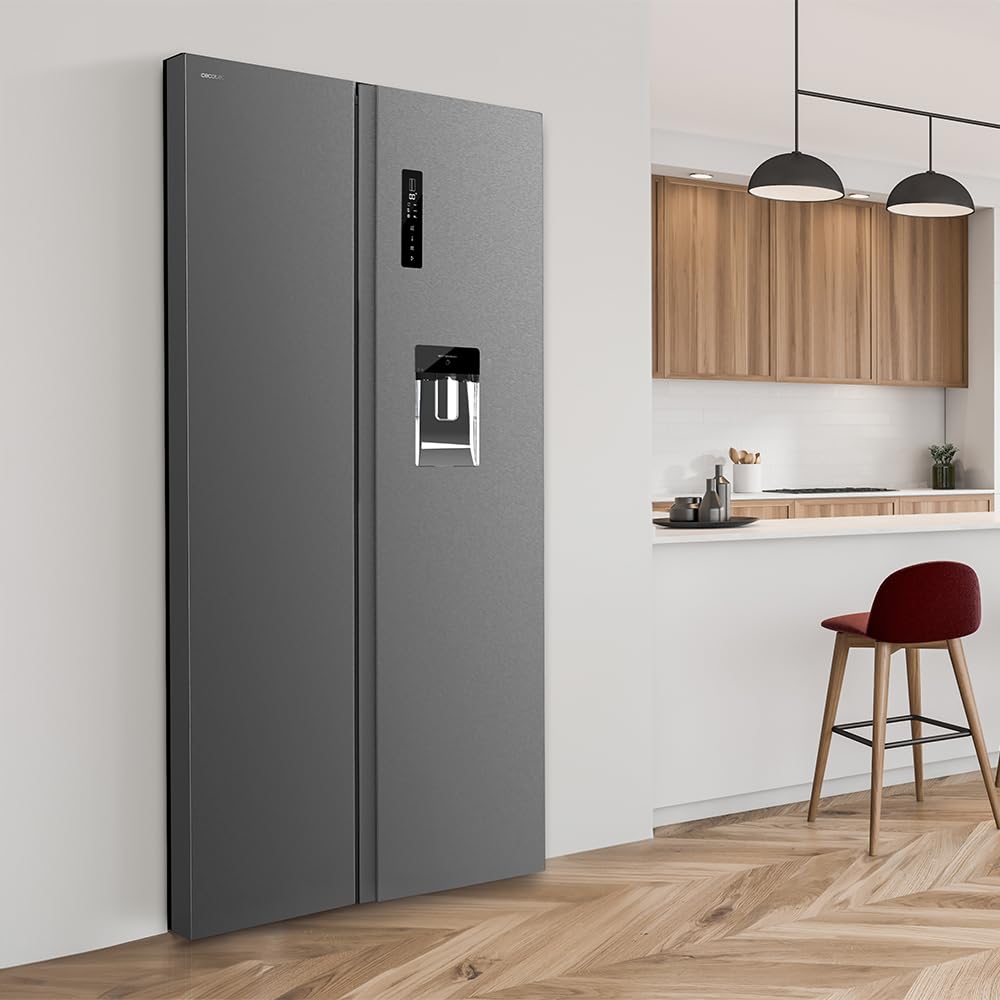 Cecotec Réfrigérateur Américain de 559 Litres Bolero CoolMarket SBS 562 Dark D. 177 cm de Hauteur et 90 cm de Largeur, Classe D, Système Multi Air Flow, No Frost Total, Moteur Inverter Plus