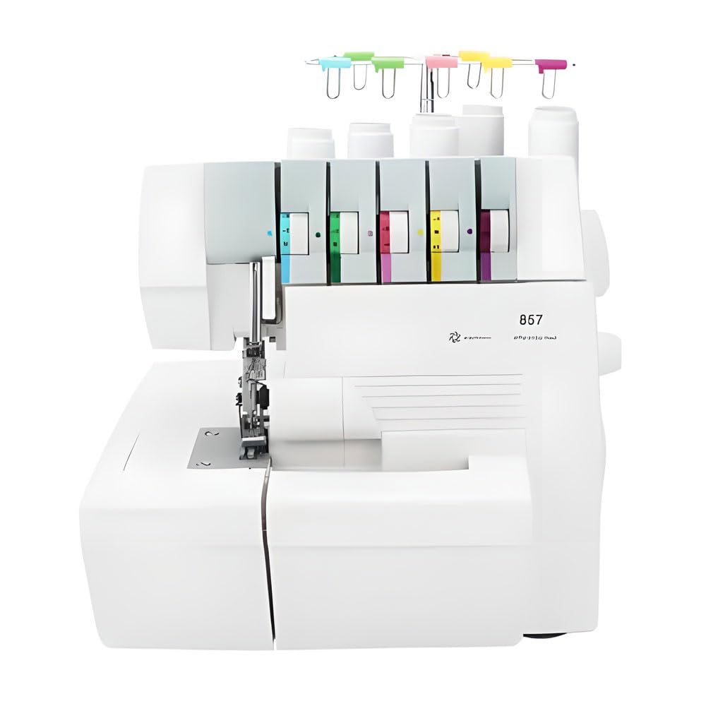 Machine à coudre surjeteuse à point de recouvrement robuste avec capacité de couture 2-3-4-5 points, bac à déchets et pieds-de-biche à encliqueter pour débutants et professionnels