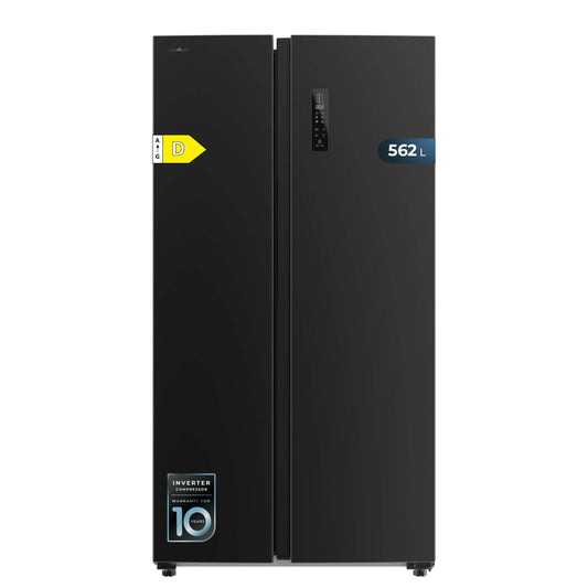 Cecotec Réfrigérateur Américain Bolero CoolMarket SBS 562 Dark D. 562 L, Classe D, Total No Frost, mode vacances, compresseur inverter, LED intérieure y porte réversible.