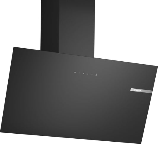 Bosch DWK85DK60 Série 2, Hotte murale, 4 vitesses d'aspiration dont 1 intensive, 80 cm, Noir avec finition en verre
