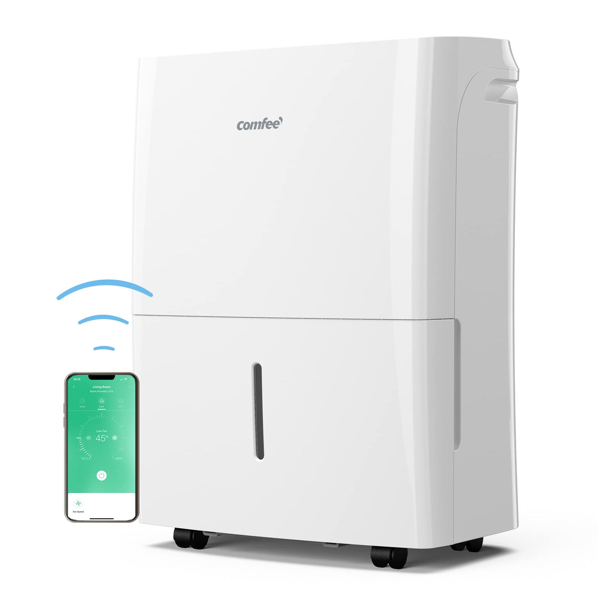 COMFEE Déshumidificateur Connecté 16L-jour, 4 Modes, Deshumidificateur d air electrique, Mode intelligent, Réservoir 3L, Pour pièce de 58-73㎡, MDDF-16DEN7 WF, Chambre, Garage, Fonctionne avec Alexa