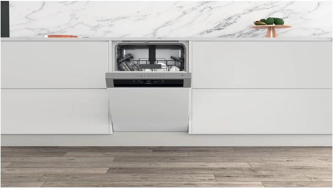 Lave vaisselle encastrable Whirlpool WBC3C26X - Lave vaisselle integrable 60 cm - Classe A++ / 46 decibels - 14 couverts - Intégrable bandeau : Inox