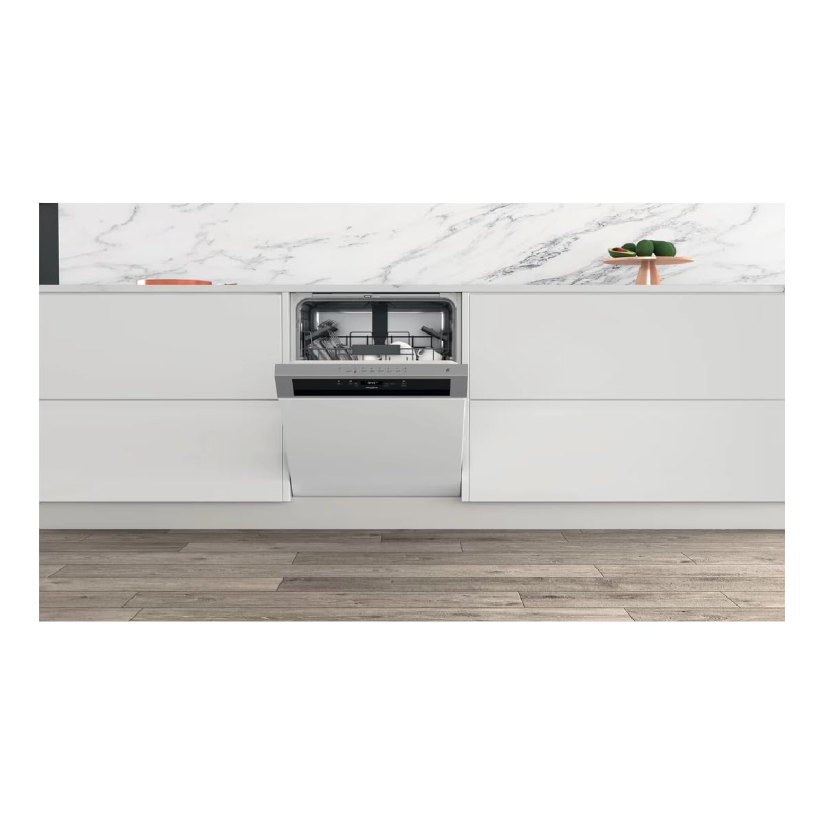Lave vaisselle encastrable Whirlpool WBC3C26X - Lave vaisselle integrable 60 cm - Classe A++ / 46 decibels - 14 couverts - Intégrable bandeau : Inox