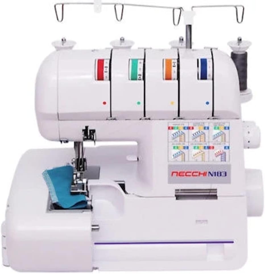 Necchi N183 Machine à coudre, intérieur en aluminium moulé sous pression, coque en ABS, blanc, régulier
