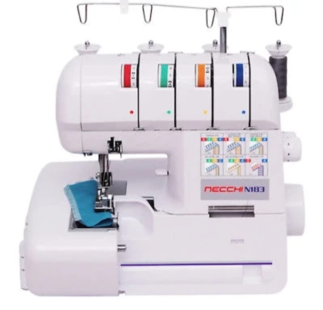 Necchi N183 Machine à coudre, intérieur en aluminium moulé sous pression, coque en ABS, blanc, régulier