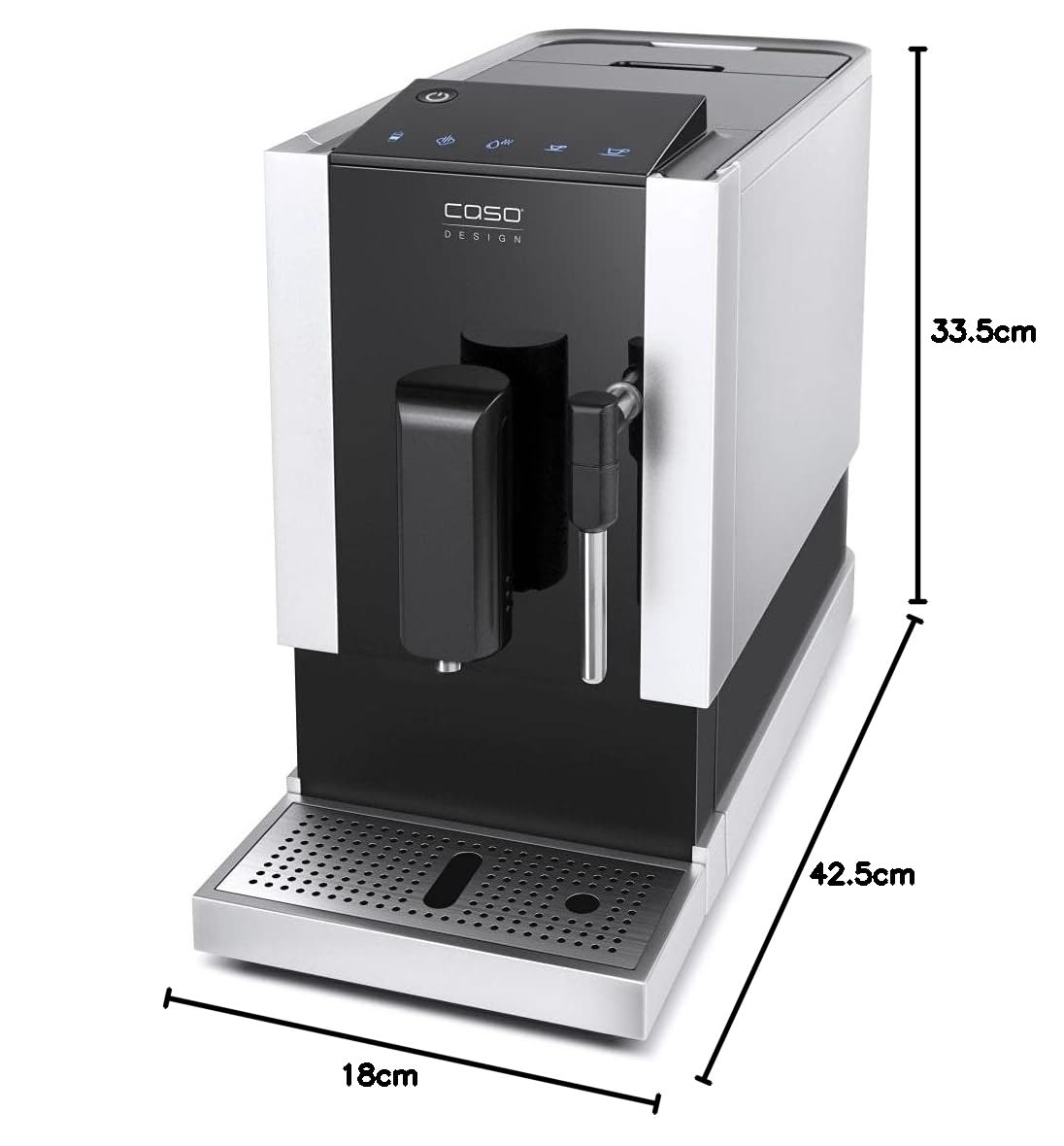 CASO Café Crema One - Machine à café automatique design, système de chauffage innovant, broyeur conique extra-silencieux en acier inoxydable, pour espresso, cappuccino, latte macchiato, etc.