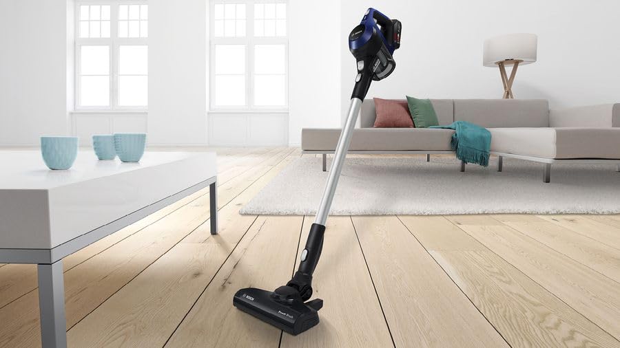 Bosch Electroménager Unlimited 6, BBS611MAT, aspirateur balai sans fil rechargeable, autonomie de 30 min, brosse motorisée, batterie Power for All, accessoires inclus, bleu