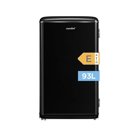 Comfee' RCD93BL2EURT(E) Réfrigérateur Sous-Plan, 93L, Réfrigérateur Rétro Pose Libre avec Compartiment Réfrigérant, Thermostats Réglables, Lumière LED, Noir