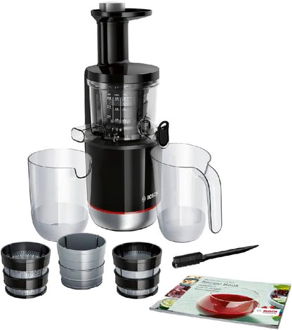 Bosch VitaExtract MESM731M Extracteur de Jus – Extraction lente pour réduire l'oxydation – Contrôle du niveau de pulpe et 3 différents filtres – 150 W – Couleur : noir