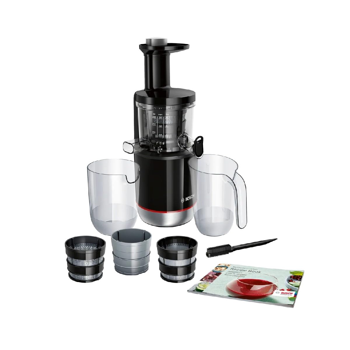Bosch VitaExtract MESM731M Extracteur de Jus – Extraction lente pour réduire l'oxydation – Contrôle du niveau de pulpe et 3 différents filtres – 150 W – Couleur : noir