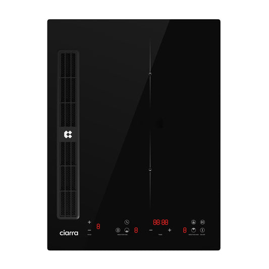 CIARRA One Plaque à Induction et Hotte Intégrée-39cm-3200W-9 Niveaux de Puissante-460m³/h- Évacuation ou Recyclage-4 Vitesses-Fonction Boost-Filtration Multiple-Tactile-Verrouillage Enfant