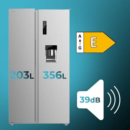 Cecotec Réfrigérateur Américain Bolero CoolMarket SBS 559 Inox E, 559 L, 177 cm x 90 cm, Classe E, Système Multi Air Flow, Total No Frost, Moteur Inve