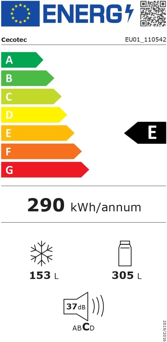 Cecotec Réfrigérateur Porte Française de 4 Portes Semi-Intégrable 458L Total No Frost Bolero CoolMarket F2D 458 SBI Dark E, Hauteur 189 cm et 83 cm Largeur, MetalFlexCooling, Compresseur Inverter
