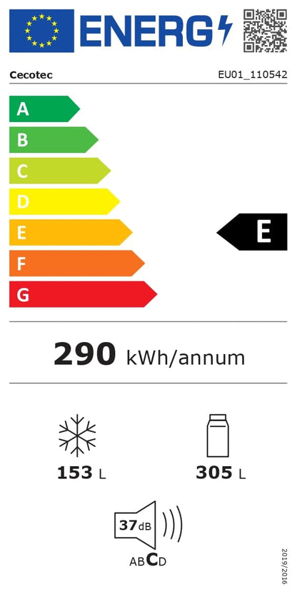 Cecotec Réfrigérateur Porte Française de 4 Portes Semi-Intégrable 458L Total No Frost Bolero CoolMarket F2D 458 SBI Dark E, Hauteur 189 cm et 83 cm Largeur, MetalFlexCooling, Compresseur Inverter
