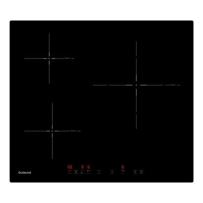 Gudsunal Plaque induction 3 feux, Table de Cuisson Encastrable,7200W, 9 niveaux de chauffage,Boost, Minuterie, Arrêt automatique, Verrouillage de sécurité enfant