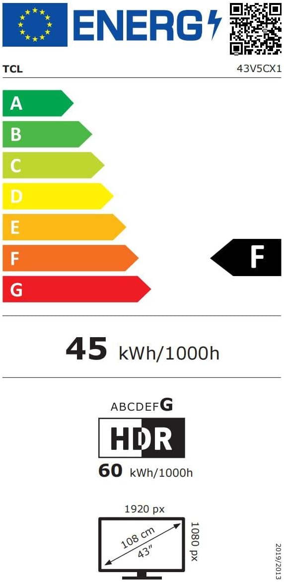 TCL 43V5C – TV QLED Direct LED Smart Full HD 43" avec Android TV & HDR - Compatible avec Google Cast & Google Home, Design Mince