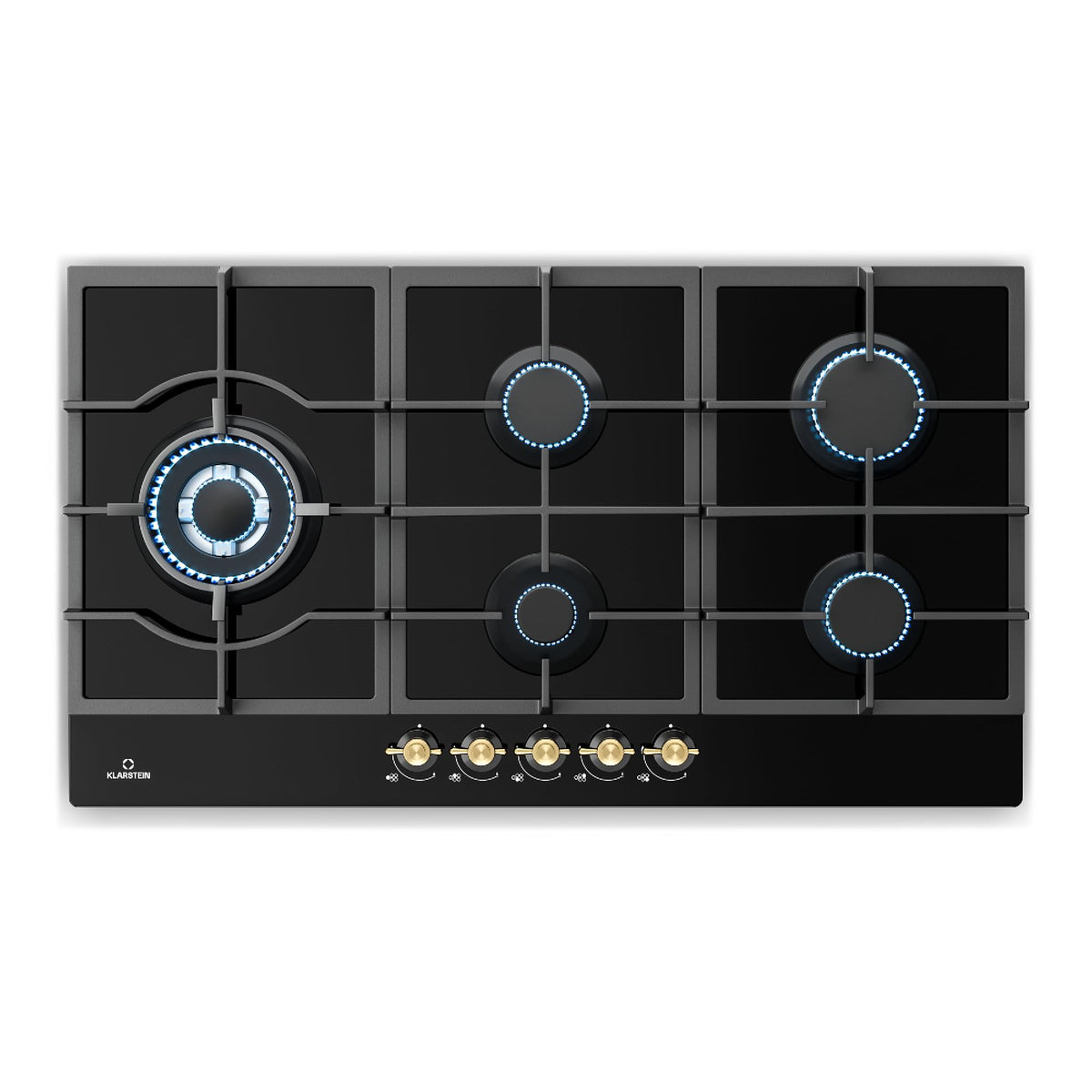 Klarstein Table de Cuisson à Gaz avec 5 Brûleurs – Plaque de Cuisson Encastrable 11100W, Surface en Acier Inoxydable, Compatible GPL