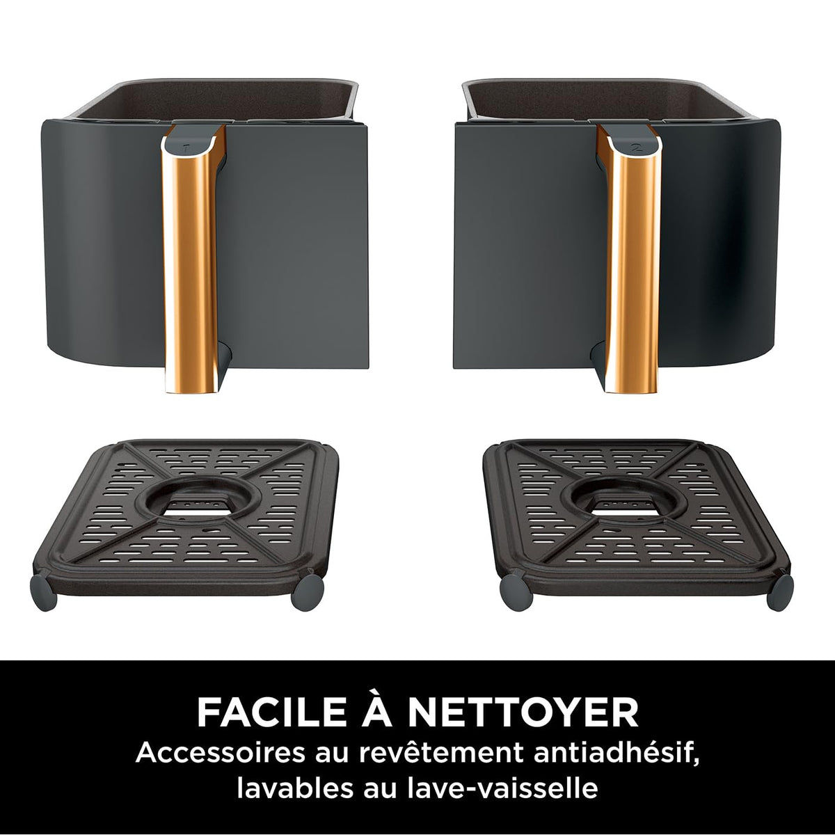 Ninja Foodi MAX Dual Zone Air Fryer, Friteuse sans huile, 2 tiroirs, 9,5 L, 6-en-1 (Air Fry, Max Crisp, rôtir, cuire, réchauffer, déshydrater), exclus