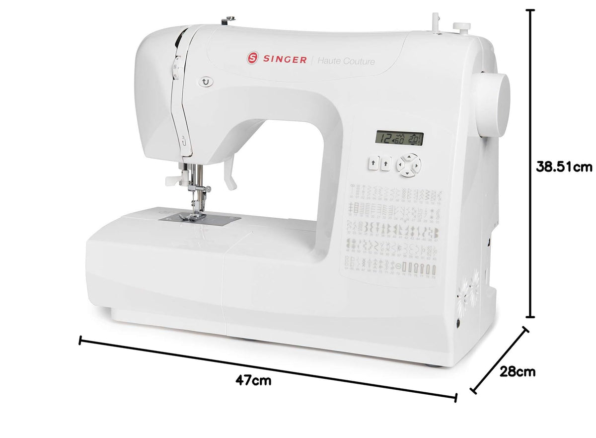 Singer Haute Couture F527C Machine à coudre électronique Professionnelle, 80 points, utilitaires, élastiques, décoratifs, Facile pour Débutants Electrique Portable, Maison