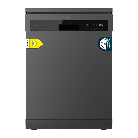 Cecotec Lave-Vaisselle Indépendant de 60 cm Bolero Aguazero 6200 Dark D, 1850W, 14 Couverts, 6 Programmes, Dual Zone Wash, Turbo Dry+, Demi-Charge, Dé