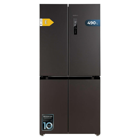 Cecotec American Refrigerator 4 Doors Dark 490 L CoolMarket 4D 490 Dark E. 183 cm High, 91 cm Wide, Low Power Consumption, Inverter Plus Engine, Fast Cooling and Fast Freezing, Total NoFrost