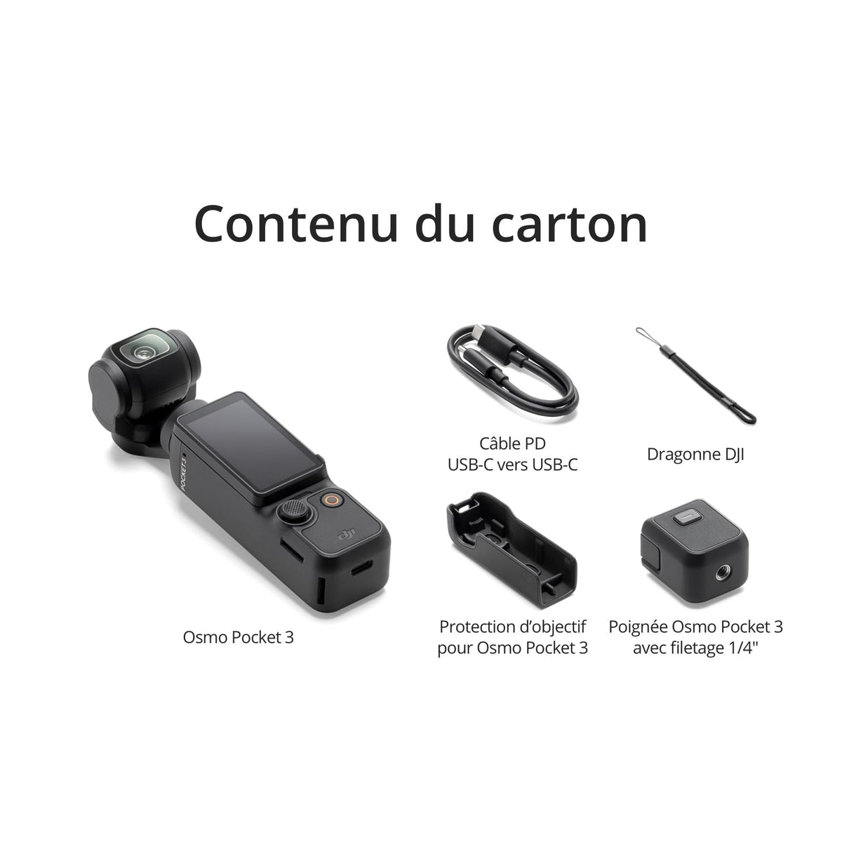 DJI Osmo Pocket 3, digital camera vlog CMOS 1'' et Vidéo 4K/120 ips, Stabilisation à 3 axes, MAP rapide,Suivi Facial/Objets,Écran tactile rotatif 2",p