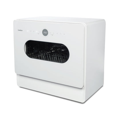 MEDION Mini lave-vaisselle DWT51 (lave-vaisselle de table avec panneau de commande tactile, fonction seau, 5 couverts, fonctionne avec/sans raccordement à l'eau, 7 programmes de nettoyage, départ diff