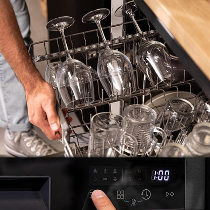 Cecotec Lave-Vaisselle Indépendant de 60 cm Bolero Aguazero 6200 Dark D, 1850W, 14 Couverts, 6 Programmes, Dual Zone Wash, Turbo Dry+, Demi-Charge, Dé