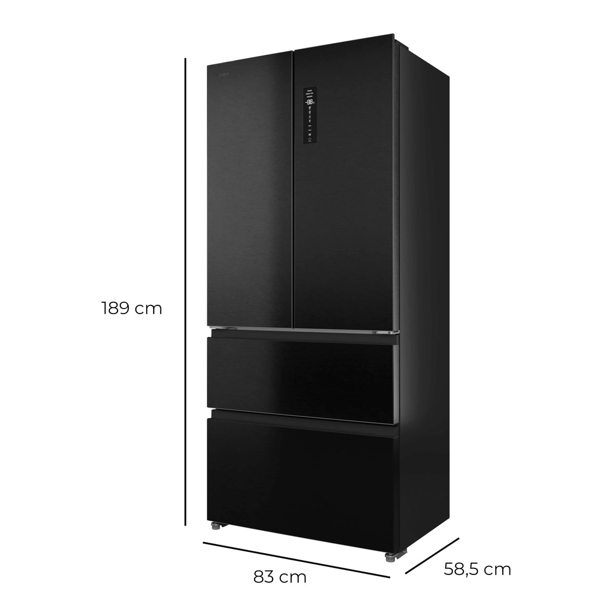 Cecotec Réfrigérateur Porte Française de 4 Portes Semi-Intégrable 458L Total No Frost Bolero CoolMarket F2D 458 SBI Dark E, Hauteur 189 cm et 83 cm Largeur, MetalFlexCooling, Compresseur Inverter
