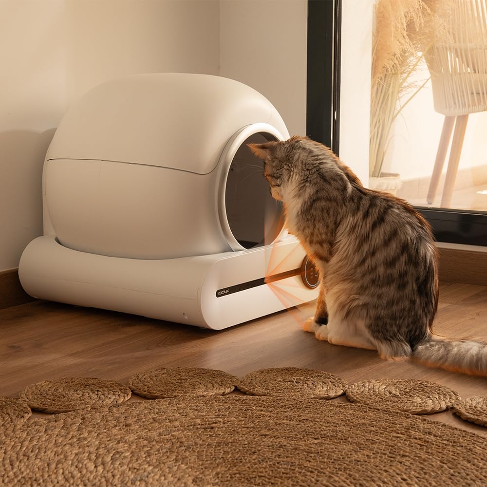 Cecotec Bac à Litière Autonettoyant pour Chats Pumba 8500 CleanKitty Smart. Triple Système de Désodorisation, Contrôle Via WiFi et Écran, Silencieux et Sûr avec Capteur Infrarouge, Bac de 65L