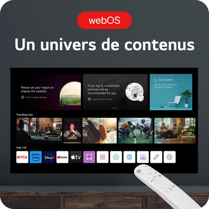 LG CineBeam Portable Vidéoprojecteur HU710PB Design Compact pour Home Cinema, 500 Lumen, 4K UHD, Projection Entre 50"~120", LG Smart webOS 6.0, Bluetooth et Haut-parleurs intégrés