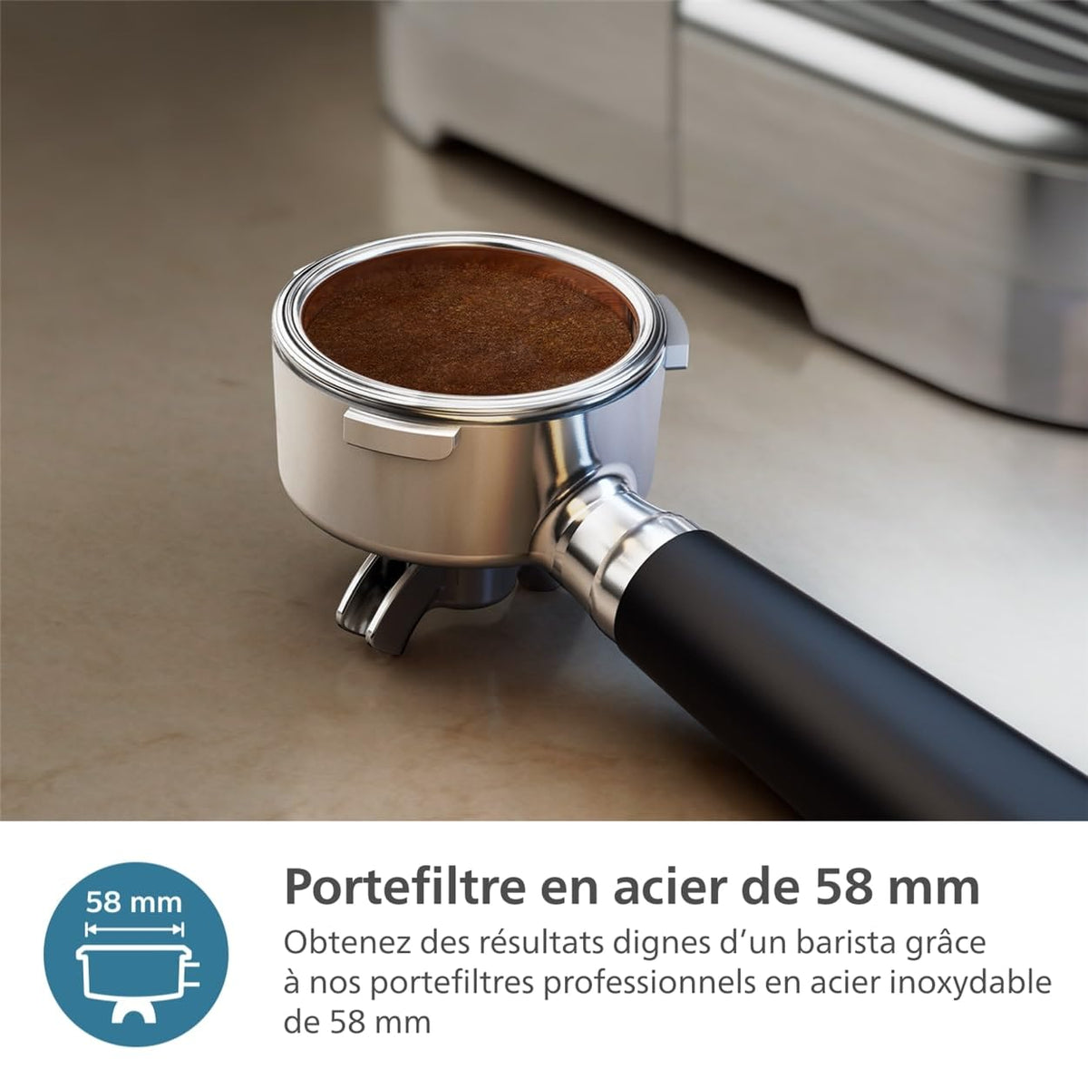 Philips Macchina per espresso semi-automatica Barista Brew - Guida Intuitiva, Pressino Calibrato, Design Elegante, Contenitore per Chicchi 250 g, metallo Argento (PSA3218/01)
