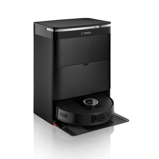 Bosch Spotless Max BCRDW3B, Robot aspirateur-Laveur avec caméra Smart Vision, serpillère rotative, 11 000 Pa, Station de Service sèche-Humide, Application Home Connect, Noir