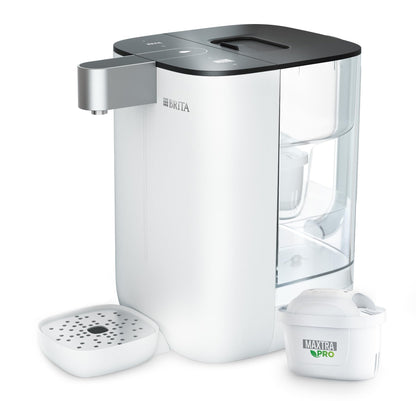 BRITA Cube Distributeur d'eau filtrée chaude ou tempérée (4.0 L) différentes tailles de contenants pré-enregistrés, technologie UV-C & filtre à eau MAXTRA PRO Expert anti-tartre inclus