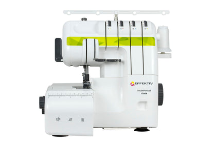 EFFEKTIV Surjeteuse Triumphator 1700X, Machine à Coudre Overlock, Filetage 3/4 Avec Différentiel, Cadre Entièrement en Métal, 14 points, Automatique, Puissant 120 W - 1200 points/min, Pédale (Vert)