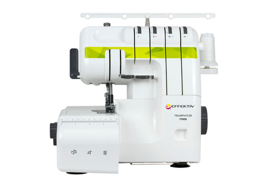 EFFEKTIV Surjeteuse Triumphator 1700X, Machine à Coudre Overlock, Filetage 3/4 Avec Différentiel, Cadre Entièrement en Métal, 14 points, Automatique, Puissant 120 W - 1200 points/min, Pédale (Vert)