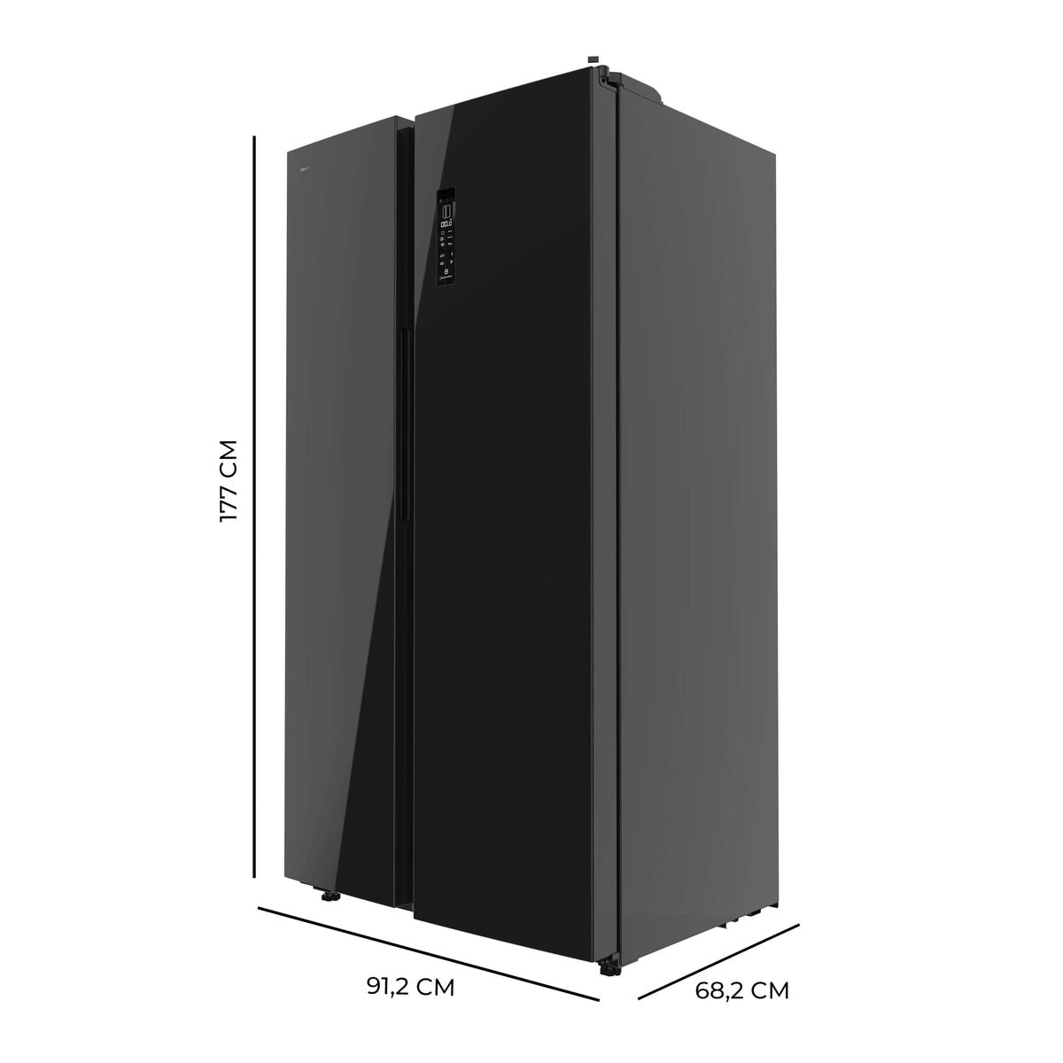 Cecotec Réfrigérateur Américain de 550 Litres Bolero CoolMarket SBS 550 Glass D. 177 cm de Hauteur et 90 cm de Largeur, Système Multi Air Flow, No Frost Total, Moteur Inverter Plus