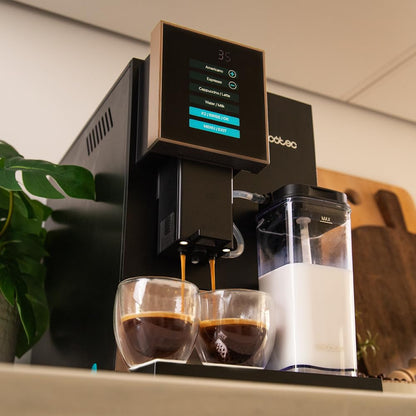 Cecotec Machine a Cafe Grain Cremmaet Compactccino Black Rose.19 barres,Thermoblock, Grains de café fraîchement moulus avec Plug&Play,Réservoir de café de 150gr avec moulin, 1,1 L d'eau,400ml de lait