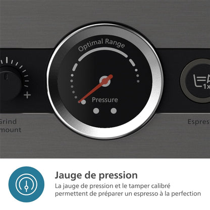Philips Macchina per espresso semi-automatica Barista Brew - Guida Intuitiva, Pressino Calibrato, Design Elegante, Contenitore per Chicchi 250 g, metallo Argento (PSA3218/01)