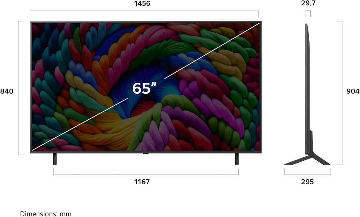 LG TV NANOCELL AI 2025 | 65NANO90| 65'' (164cm) | 4K UHD | HDR10 |webOS 25 | Télécommade AI Magic Remote | Alexa, Google Assistant | Netflix Disney+ Canal+ Prime Video | AirPlay 2 | Couleurs Pures