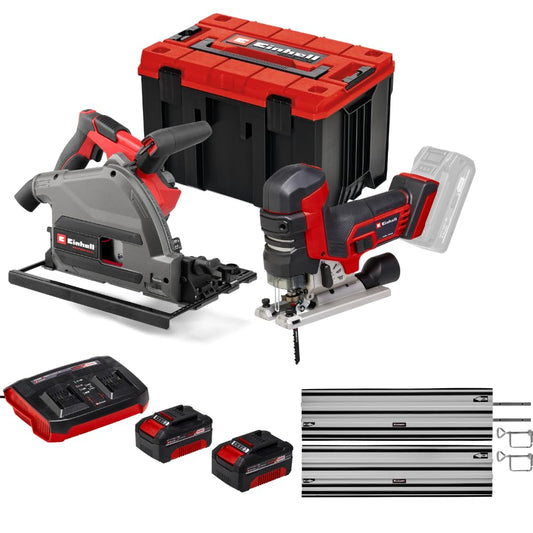 Einhell Professional Pack 2 machines sans fil BL - Power X-Change (Scie plongeante, Scie Sauteuse) + Twincharger et 2 Batteries 4,0Ah + 1 Coffret rang