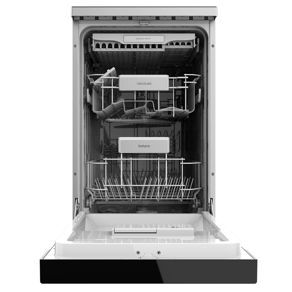 Cecotec Lave-vaisselle Bolero Aguazero 4201 Inox E. 1850 W, 11 couverts, 6 programmes, Classe E, Dual Zone Wash, Départ Différé, AquaStop Électronique, Panneau Tactile, 45 cm de largeur