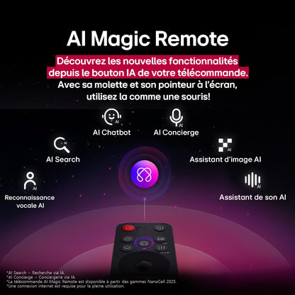 LG TV QNED AI 2025 | 43QNED8E | 43'' (108cm) | 4K UHD | HDR10 | webOS 25 | Télécommade AI Magic Remote | Alexa, Google Assistant | Netflix Disney+ CANAL+ Prime Video | AirPlay 2 | Luminosité éclatante
