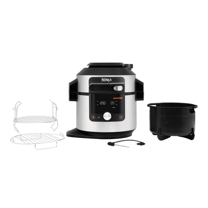 Ninja Multicuiseur Foodi MAX Air Fryer, Smart Lid, 14 fonctions de cuisson, 7.5L, Autocuiseur, Cuisson sous pression, Friture à l'air, Cuisson lente, Grill et plus, Acier inoxydable, OL750EU