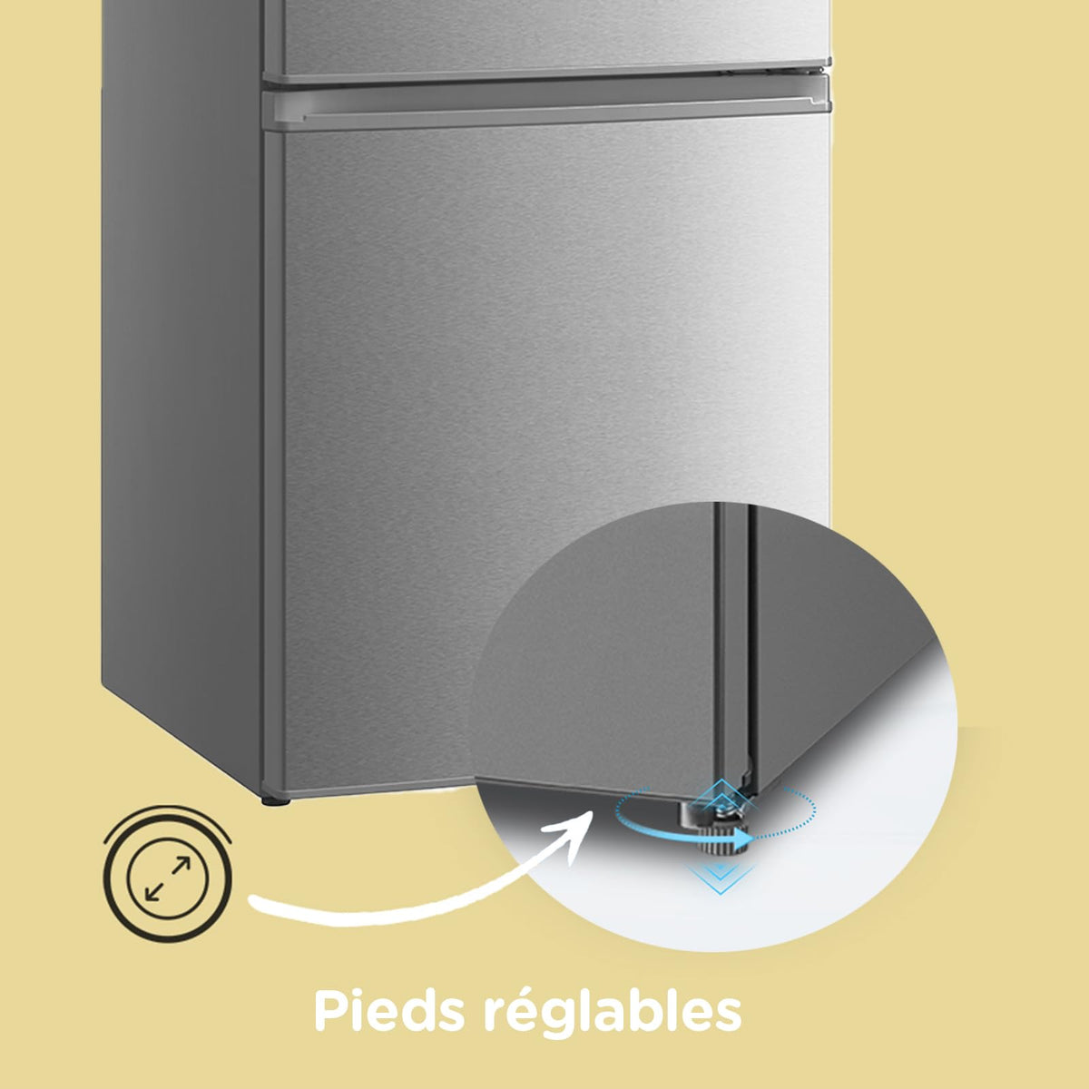 Comfee' RCB359IX2 Réfrigérateur Combiné, 262L(197+65), Grande Capacité, Low Frost, Hauteur 177,3 cm, Faible Bruit 39 dB, Éclairage LED, Température Réglable, Acier Inoxydable