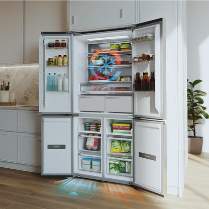 Cecotec Réfrigérateur 4 Portes Semi-Intégrable Total No Frost Bolero CoolMarket 4D 456 SBI Inox E, Extra Capacité Max 456 L, Hauteur 189 cm et 83 cm Largeur, MetalFlexCooling, Compresseur Inverter