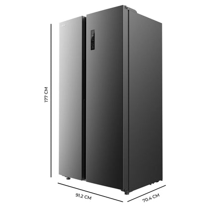 Cecotec Réfrigérateur Américain Bolero CoolMarket SBS 562 Dark D. 562 L, Classe D, Total No Frost, mode vacances, compresseur inverter, LED intérieure y porte réversible.